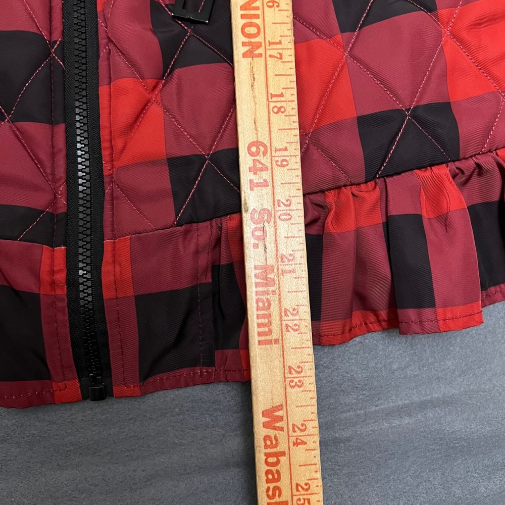 Charlie Paige Quilted Buffalo Plaid Vest Ruffle Hem Zip Front Womens Medium‎ - Picture 5 of 11